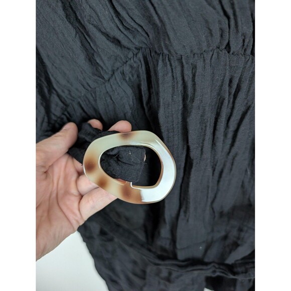 H&M Dress Womens XL Black Long‎ Sleeve Crinkled Belted Wrap V Neck Tunic Top - Picture 4 of 8